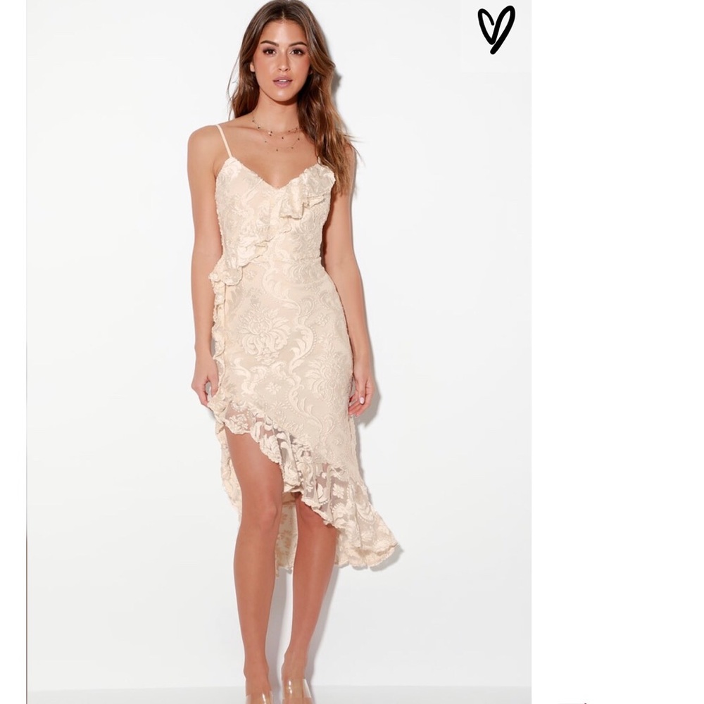 Lulus Harmony Song Ivory Burnout Velvet Midi Dress